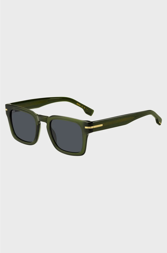 OCCHIALI DA SOLE VERDI IN ACETATO CON ELEMENTI METALLICI COLOR ORO