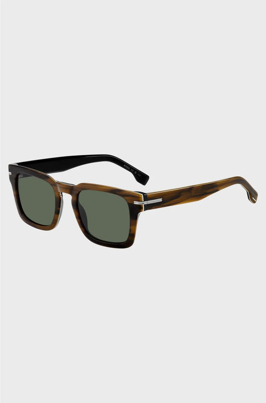 PATTERNED-ACETATE SUNGLASSES WITH SILVER-TONE HARDWARE
