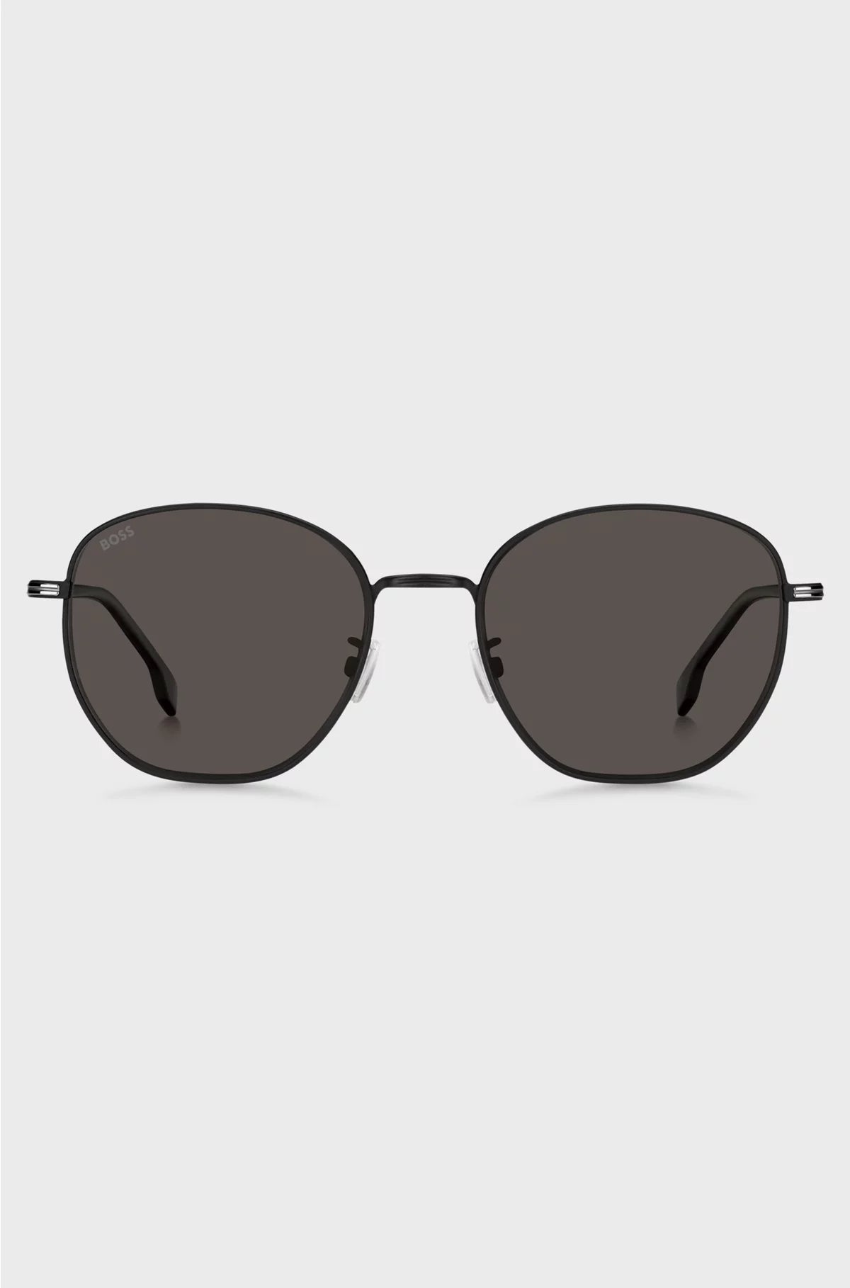 ROUND SUNGLASSES IN BLACK METAL WITH SILVER-TONE HARDWARE