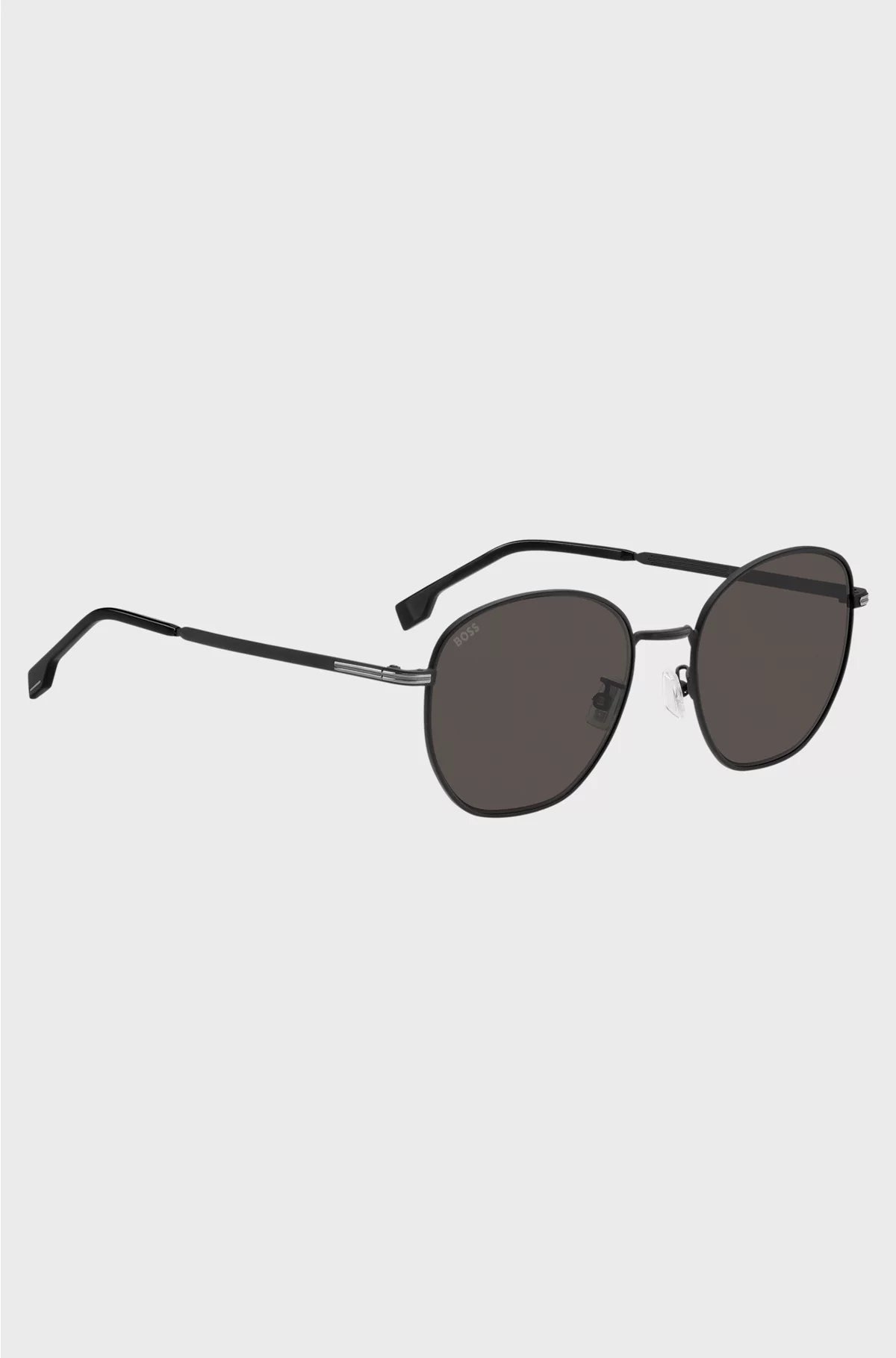 ROUND SUNGLASSES IN BLACK METAL WITH SILVER-TONE HARDWARE