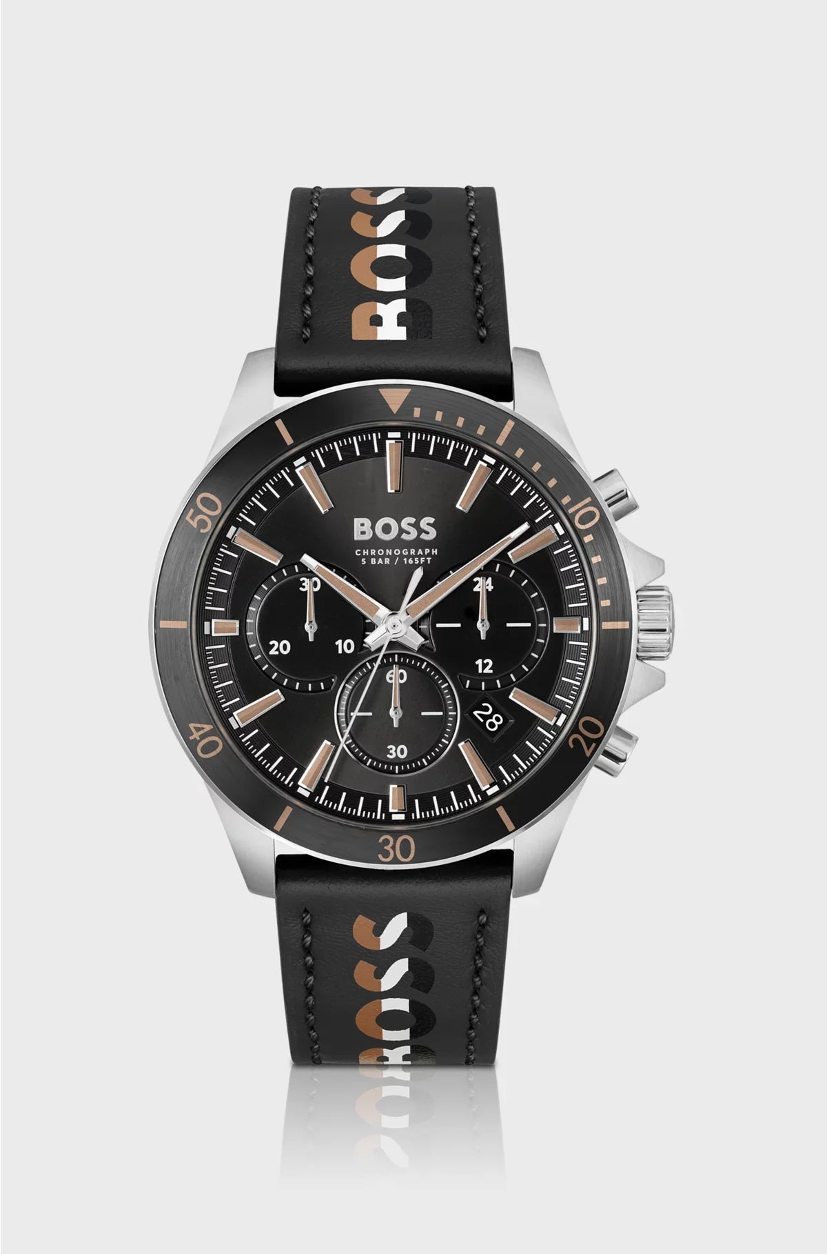 OROLOGIO CRONOGRAFO TROPER CON CINTURINO CON LOGO E QUADRANTE NERO