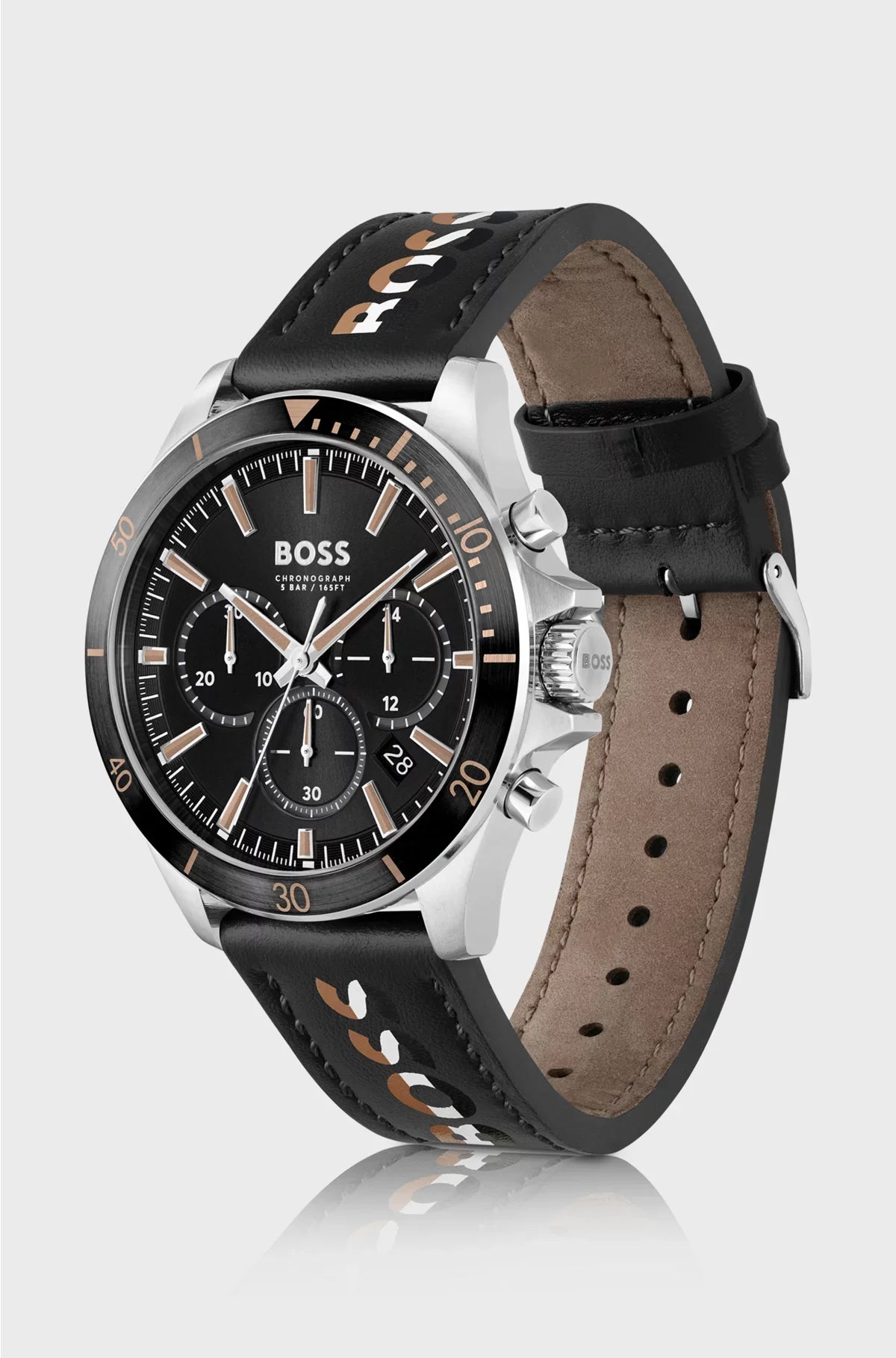 OROLOGIO CRONOGRAFO TROPER CON CINTURINO CON LOGO E QUADRANTE NERO