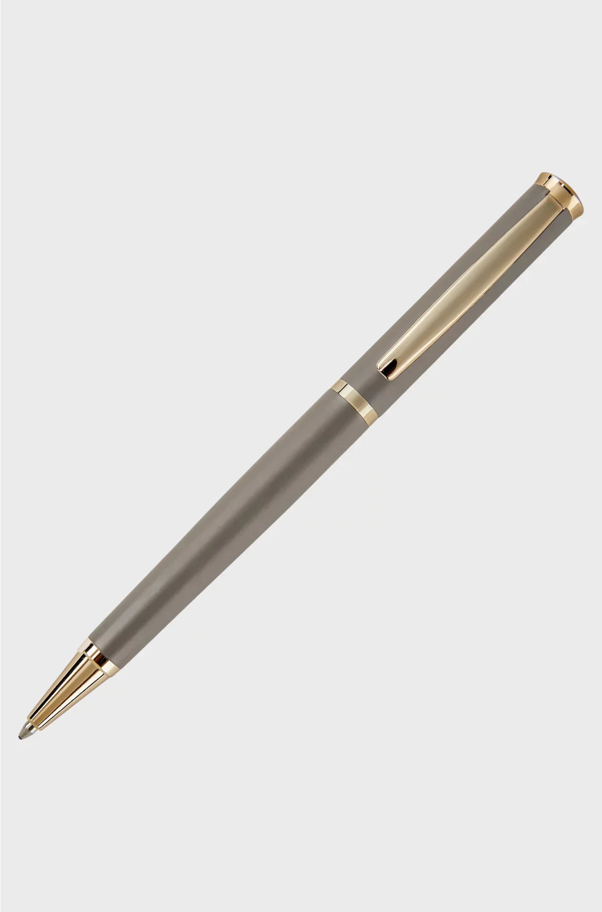TAUPE BALLPOINT PEN WITH GOLD-TONE ACCENTS