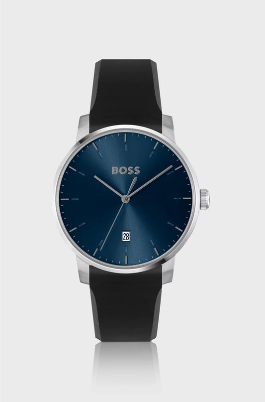 OROLOGIO CON CINTURINO IN SILICONE E QUADRANTE BLU