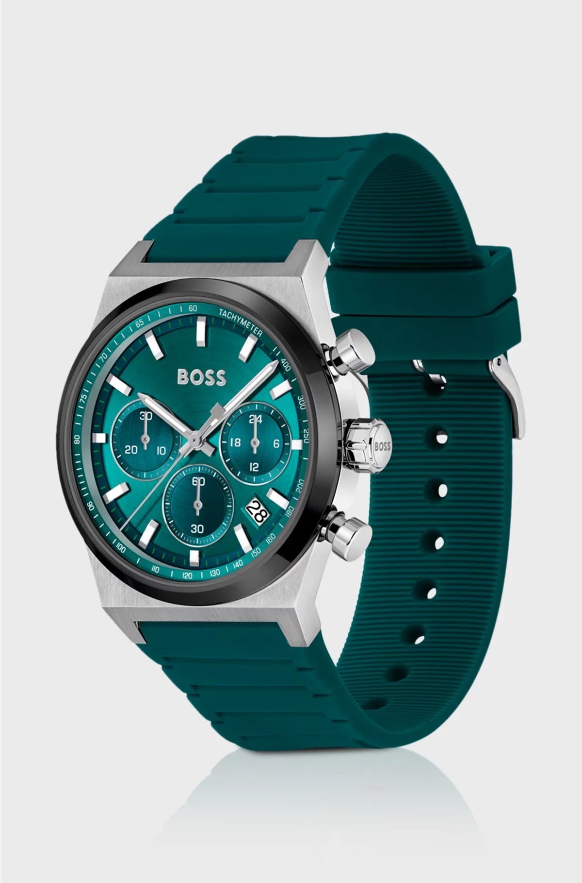 OROLOGIO CRONOGRAFO CON CINTURINO IN SILICONE E QUADRANTE VERDE
