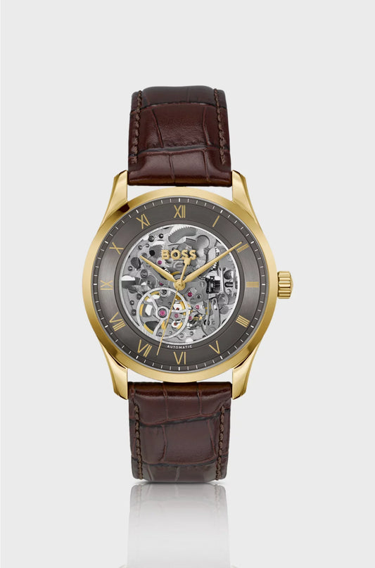 OROLOGIO AUTOMATICO PRINCIPIA SKELETON COLOR ORO CON QUADRANTE A SCHELETRO