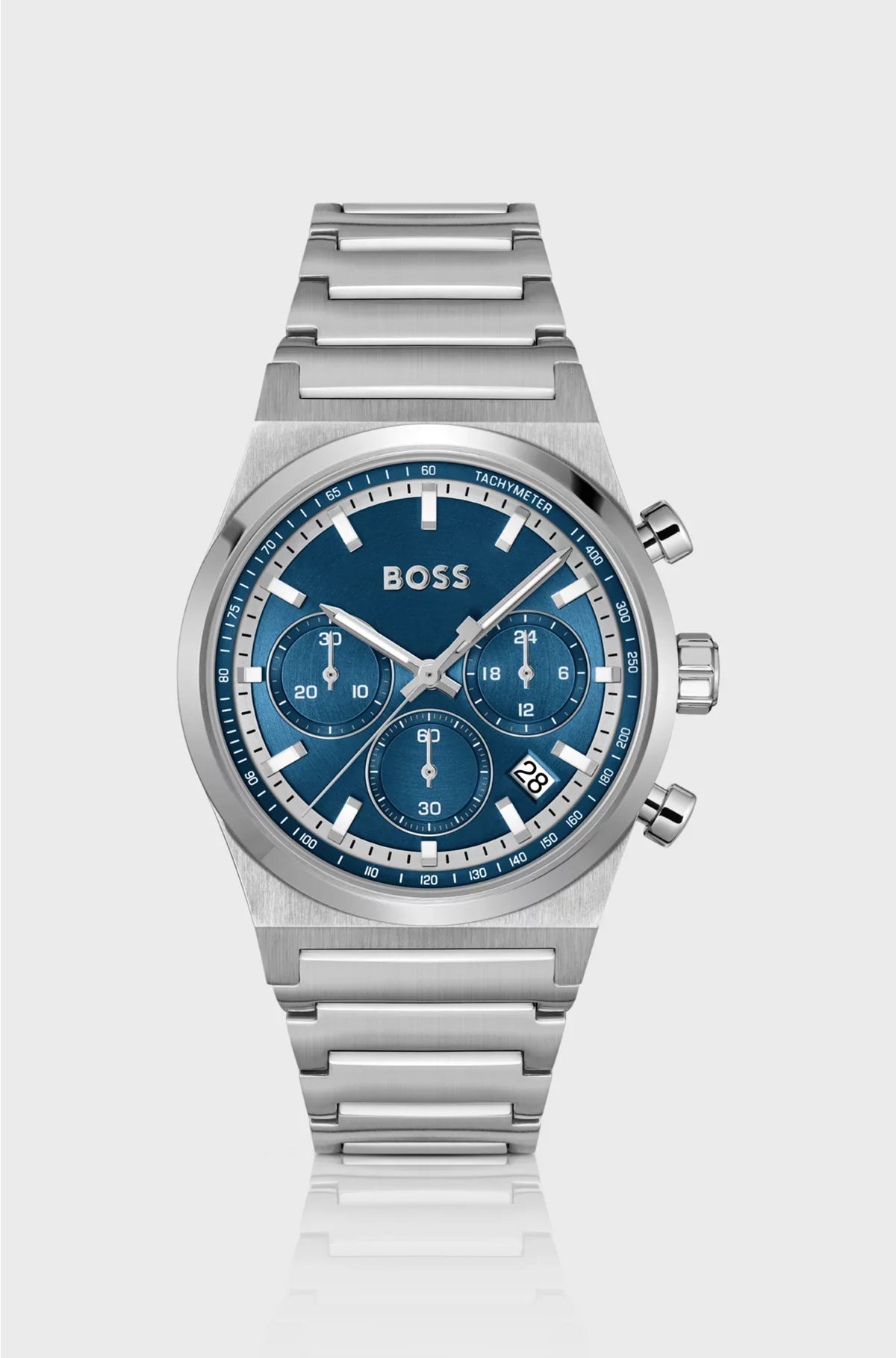 OROLOGIO CRONOGRAFO COLOR ARGENTO CON QUADRANTE BLU