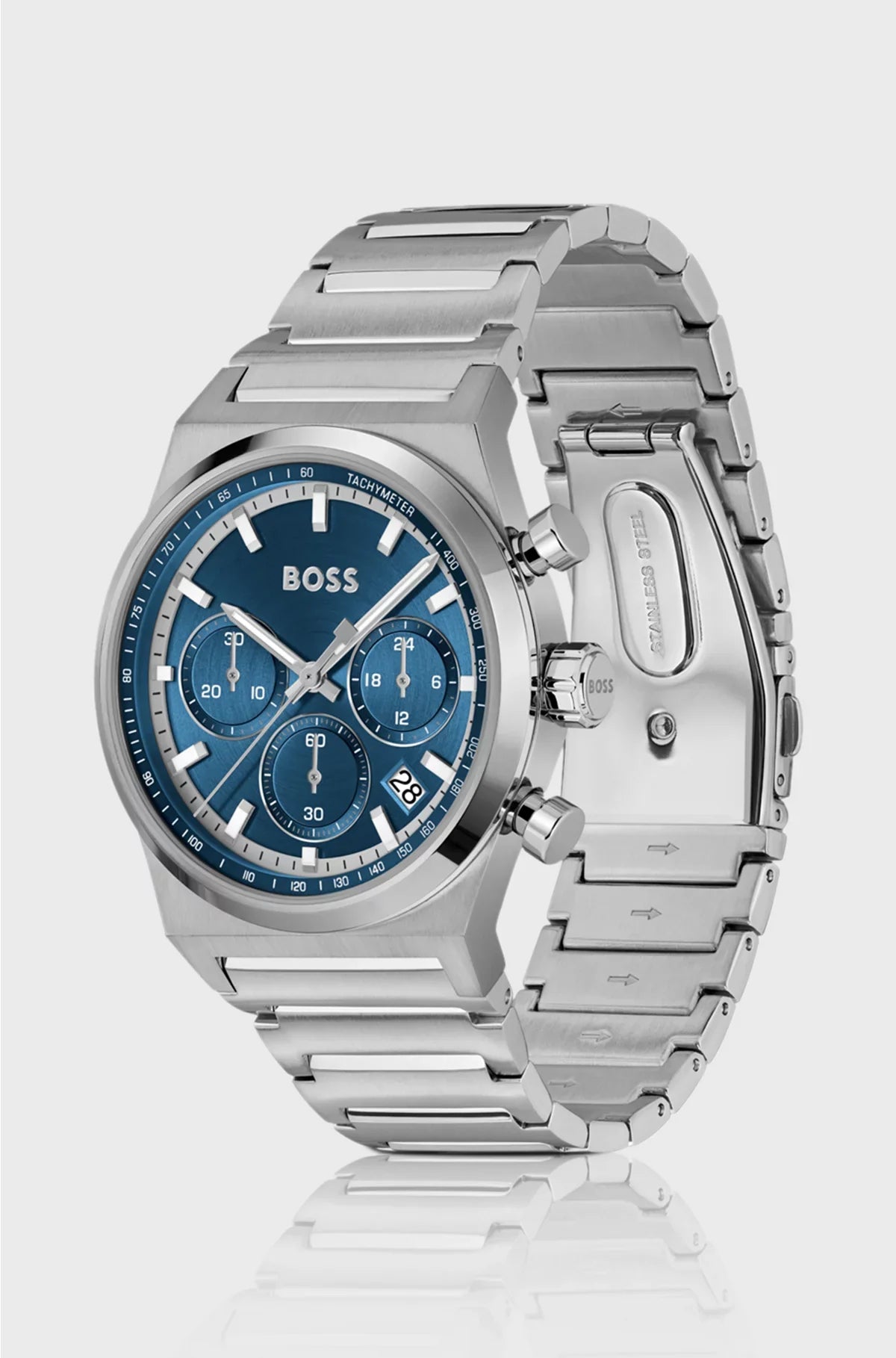 OROLOGIO CRONOGRAFO COLOR ARGENTO CON QUADRANTE BLU