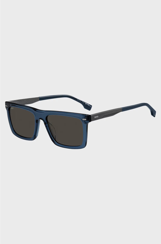 OCCHIALI DA SOLE BLU IN ACETATO CON ASTINE IN FIBRA DI CARBONIO FANTASIA