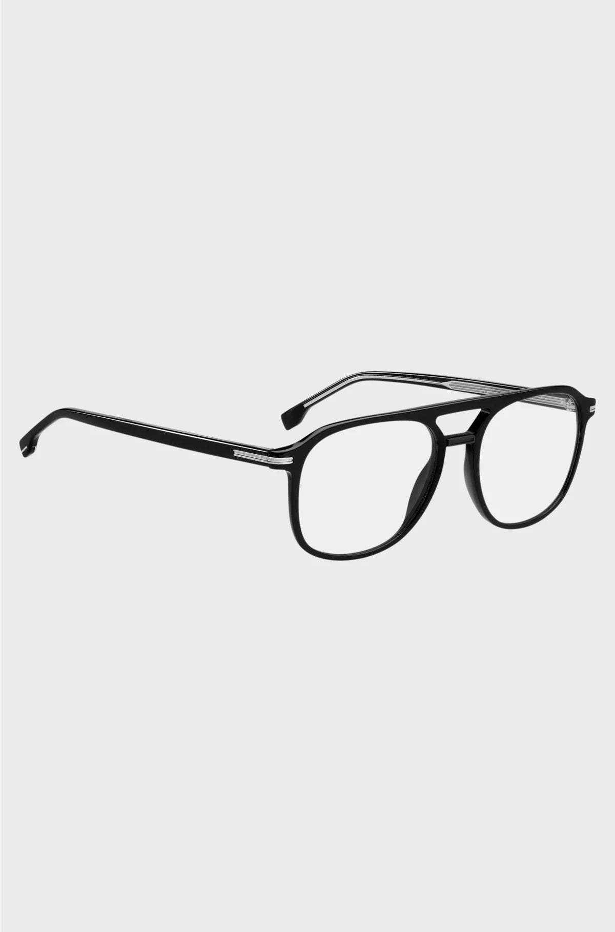 BLACK-ACETATE OPTICAL FRAMES WITH SILVER-TONE TRIMS