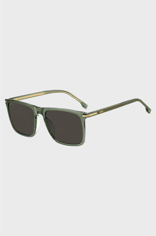 OCCHIALI DA SOLE VERDE ACETATO CON FINITURE COLOR ORO