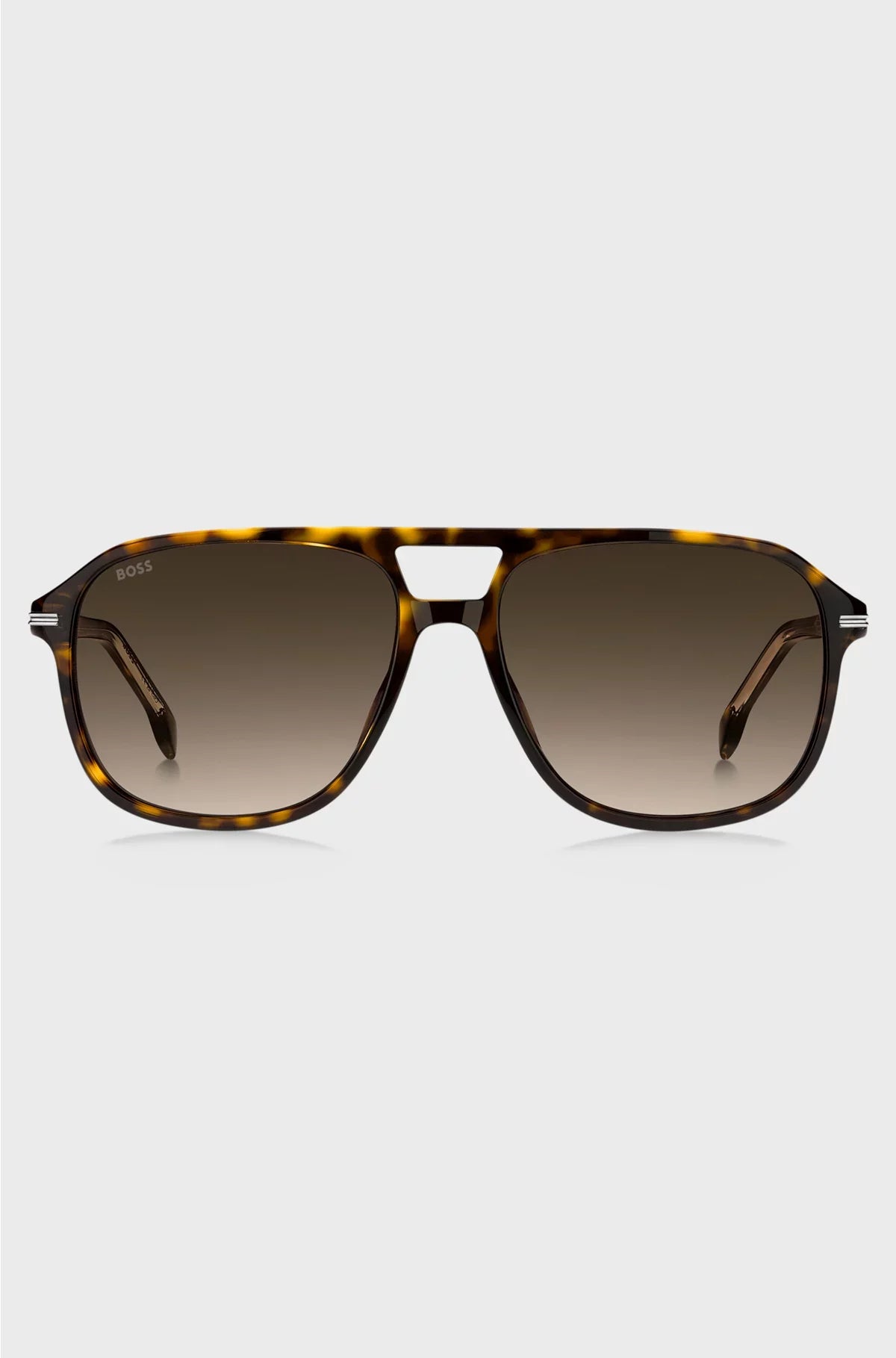 HAVANA-ACETATE SUNGLASSES WITH SILVER-TONE TRIMS