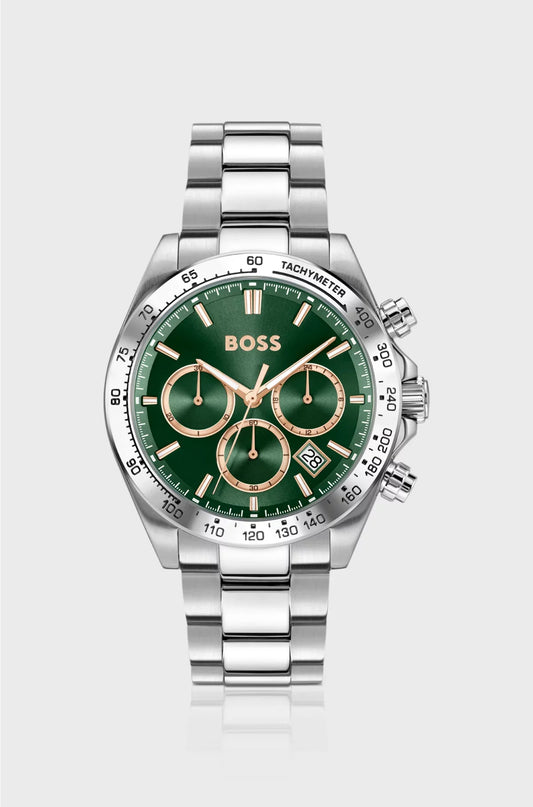 OROLOGIO CRONOGRAFO HERO 2.0 CON QUADRANTE VERDE E BRACCIALE IN ACCIAIO