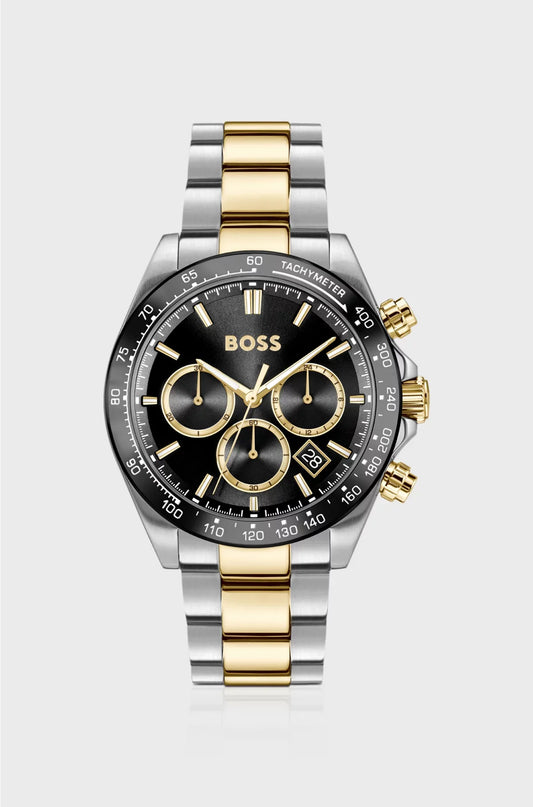 OROLOGIO CRONOGRAFO HERO 2.0 CON QUADRANTE NERO E BRACCIALE BICOLORE