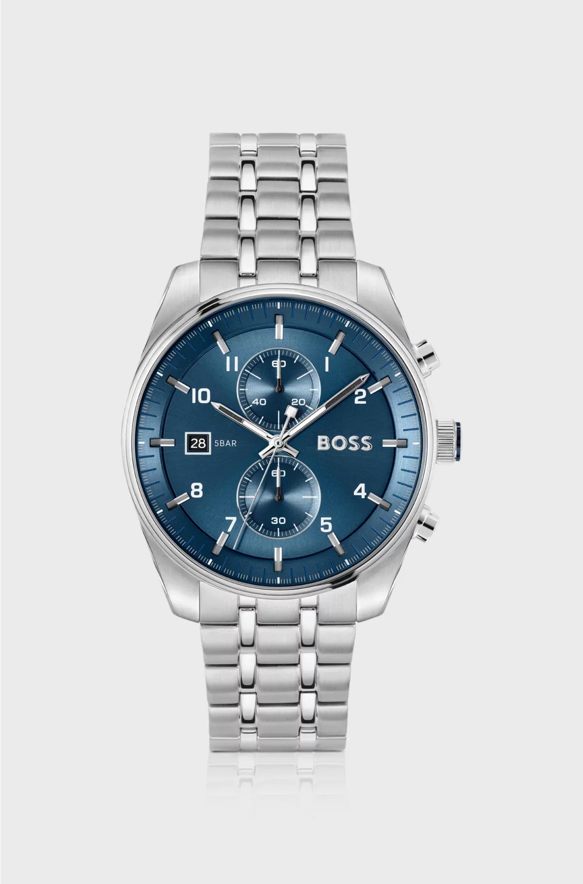 OROLOGIO CRONOGRAFO SKYTRAVELLER CON QUADRANTE BLU E BRACCIALE IN ACCIAIO