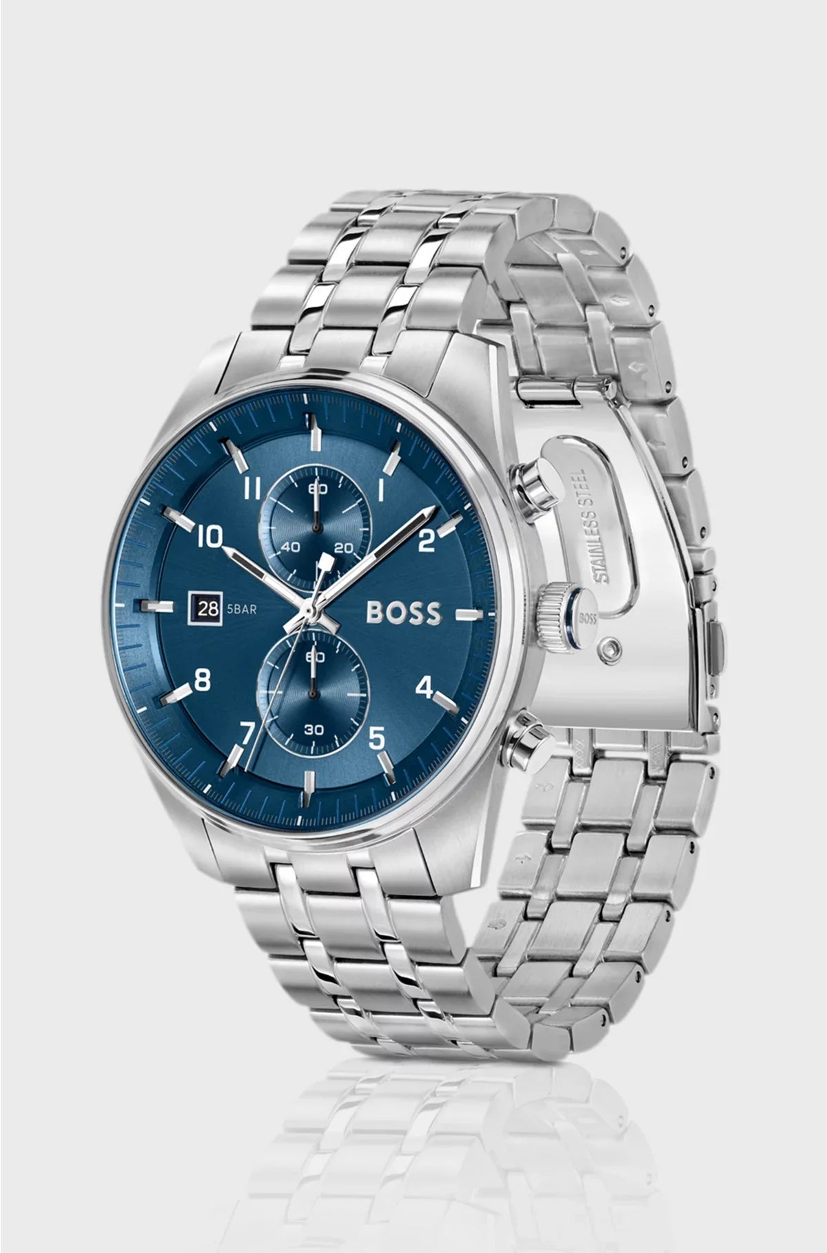 OROLOGIO CRONOGRAFO SKYTRAVELLER CON QUADRANTE BLU E BRACCIALE IN ACCIAIO
