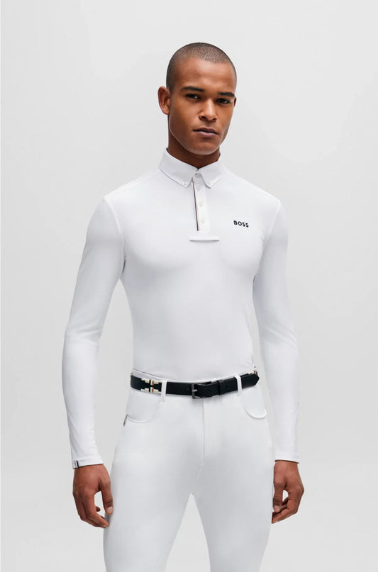 CAMICIA DA CONCORSO IN BIANCO CON DETTAGLI A RIGHE ICONICHE