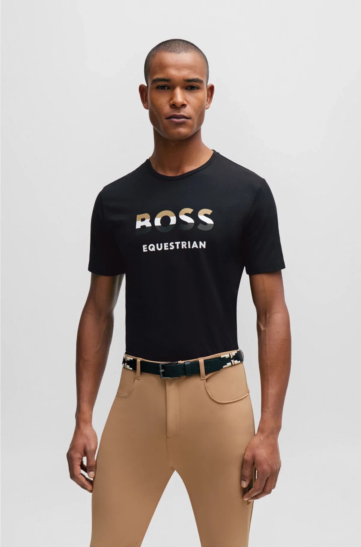 T-SHIRT DA EQUITAZIONE A MANICHE CORTE IN COTONE ELASTICIZZATO CON LOGO