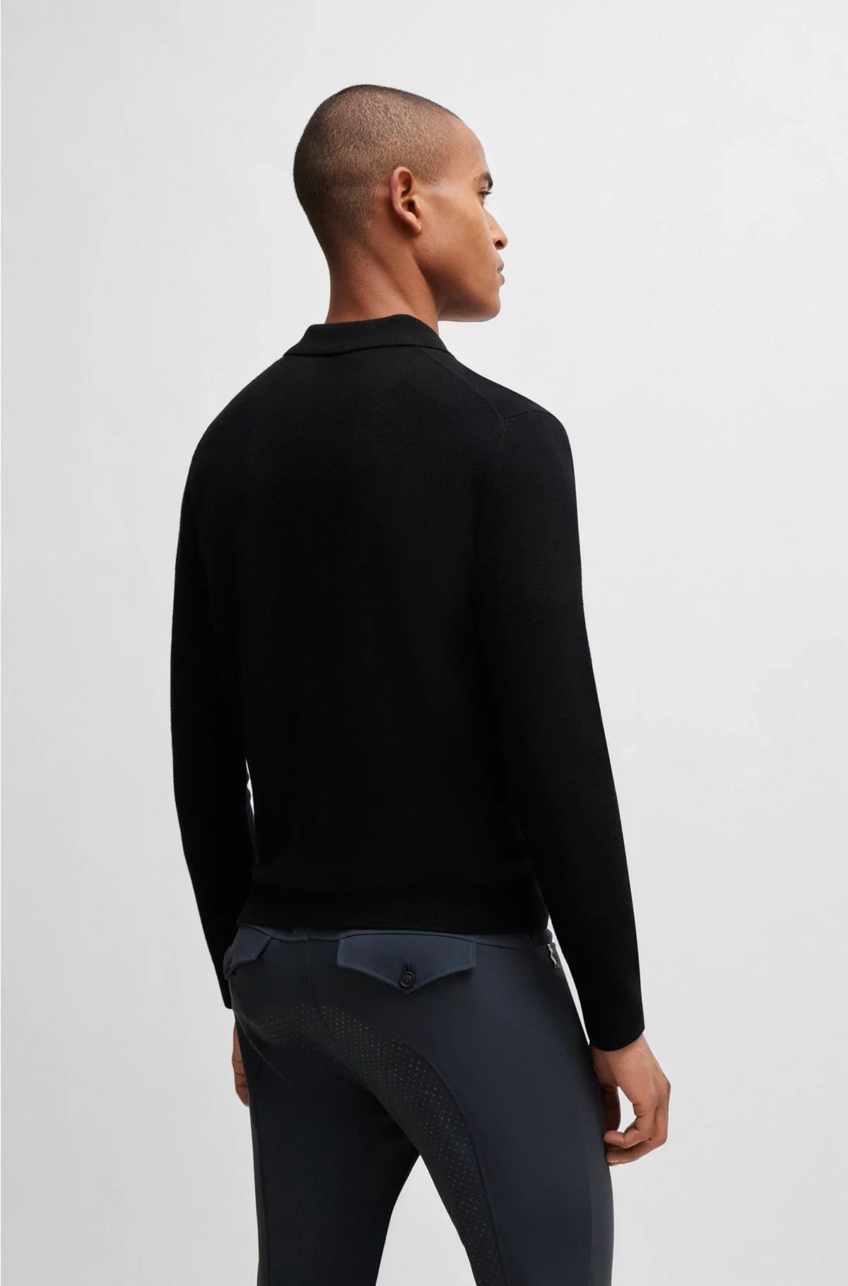 EQUESTRIAN KNIT POLO IN A COTTON-CASHMERE BLEND