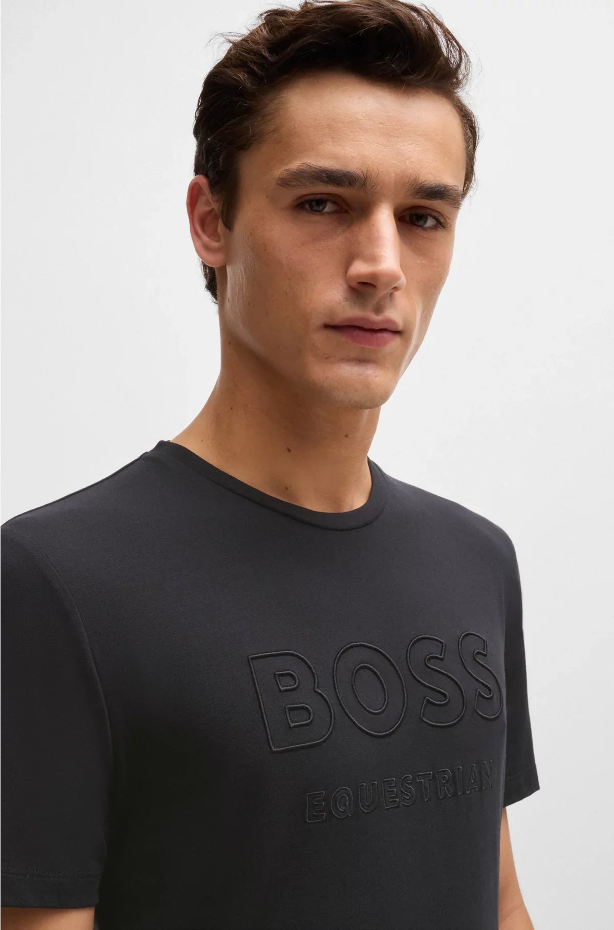 EQUESTRIAN STRETCH-COTTON T-SHIRT WITH LOGO EMBROIDERY
