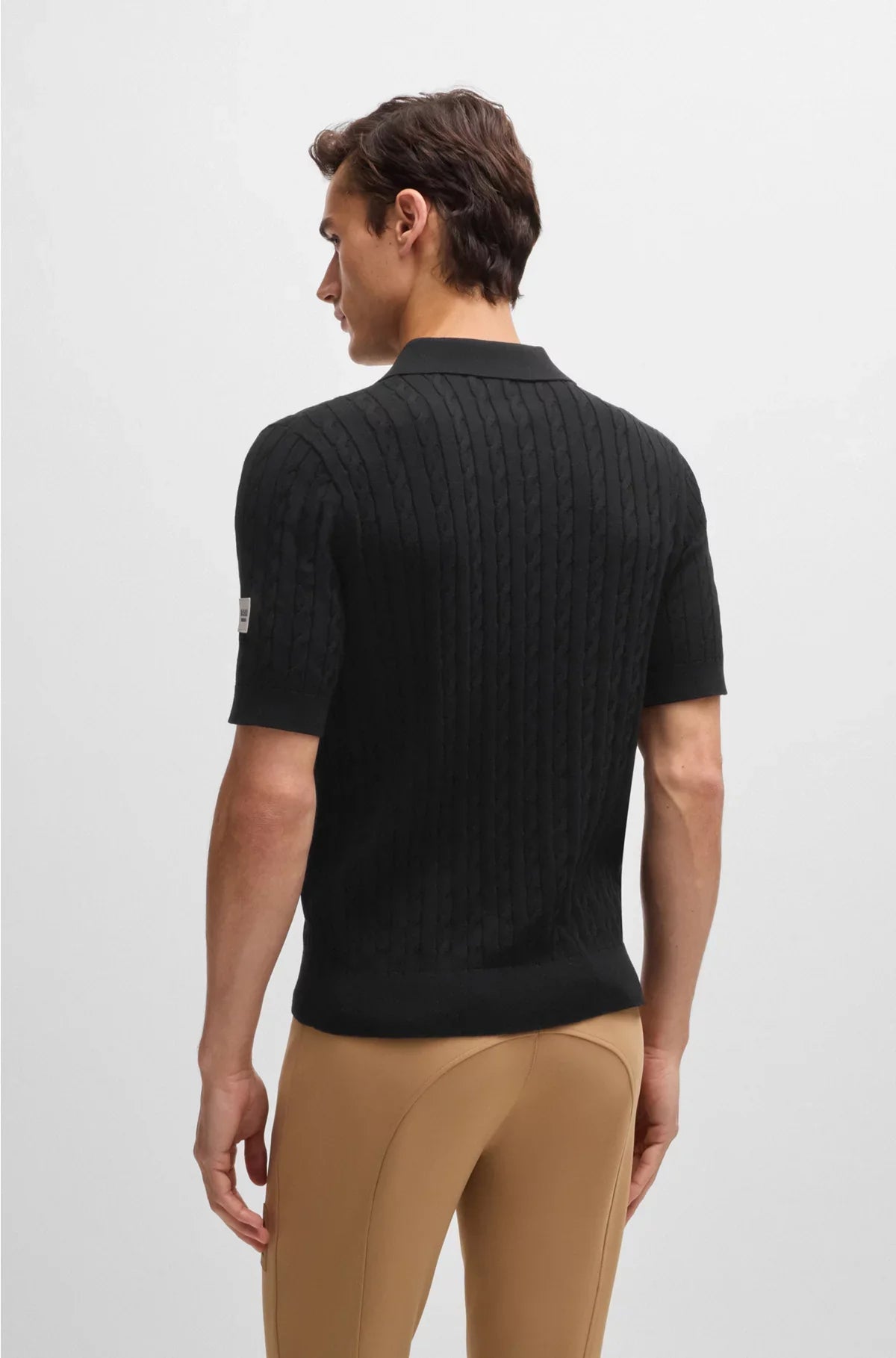 EQUESTRIAN KNIT POLO WITH CABLE STRUCTURE