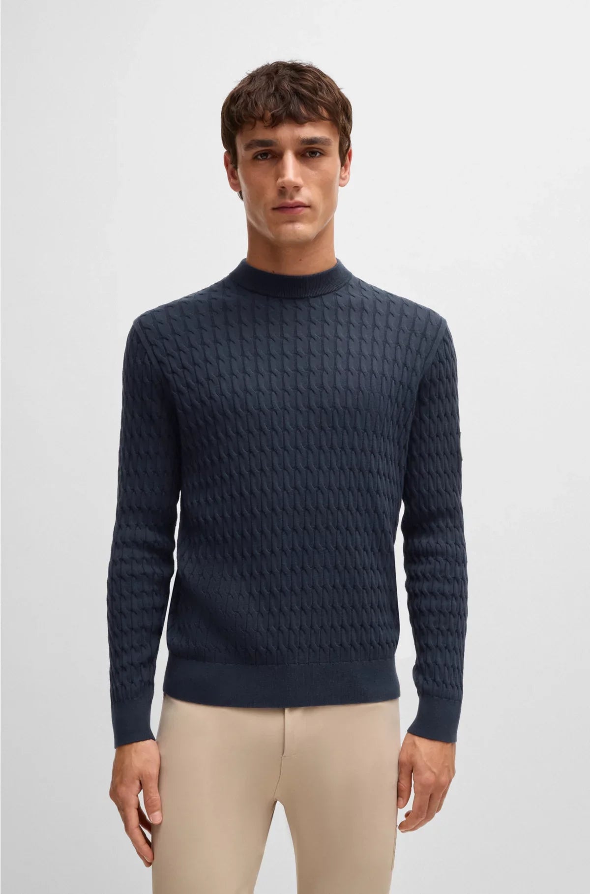 EQUESTRIAN COTTON SWEATER WITH CABLE STRUCTURE