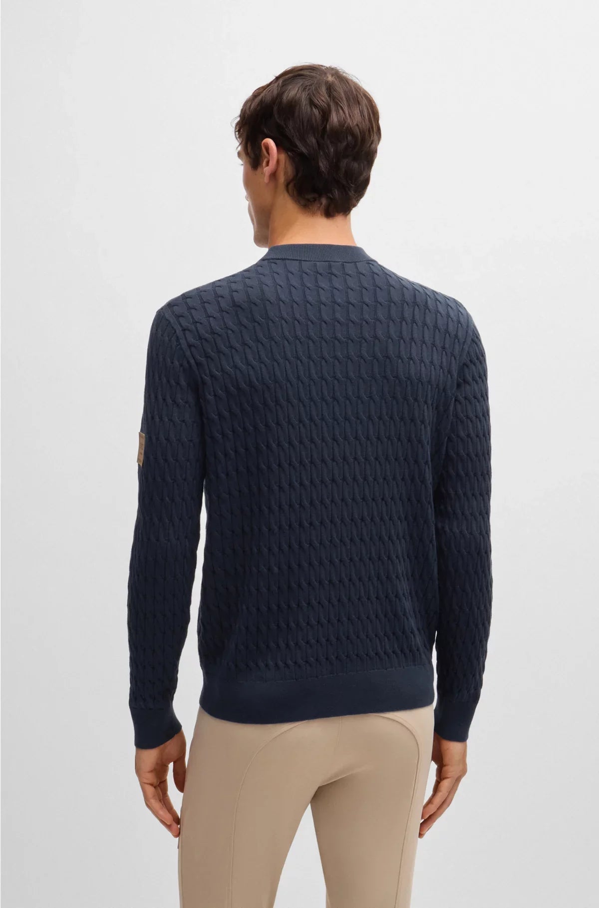 EQUESTRIAN COTTON SWEATER WITH CABLE STRUCTURE