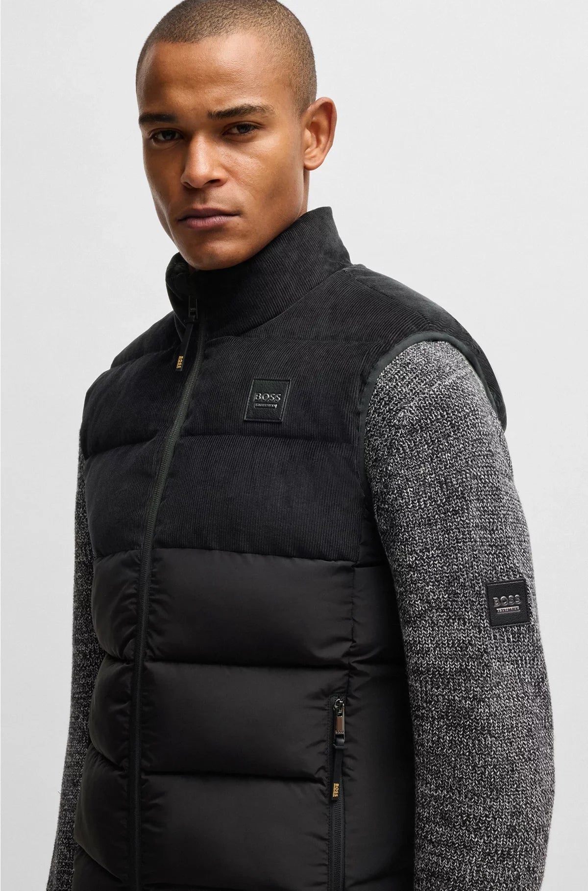 EQUESTRIAN WATERPROOF PADDED GILET WITH CORDUROY PANEL