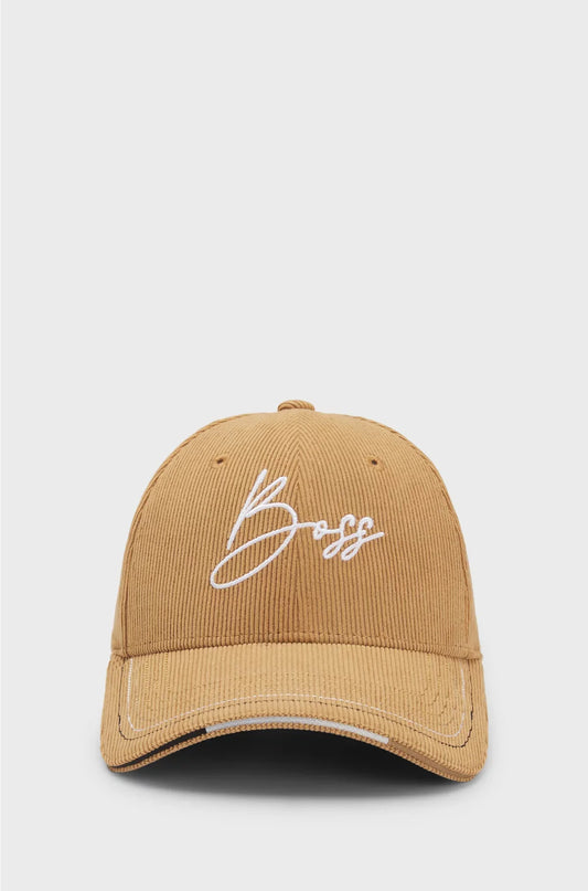 CAPPELLO EQUESTRE IN VELLUTO A COSTE DI COTONE CON LOGO RICAMATO
