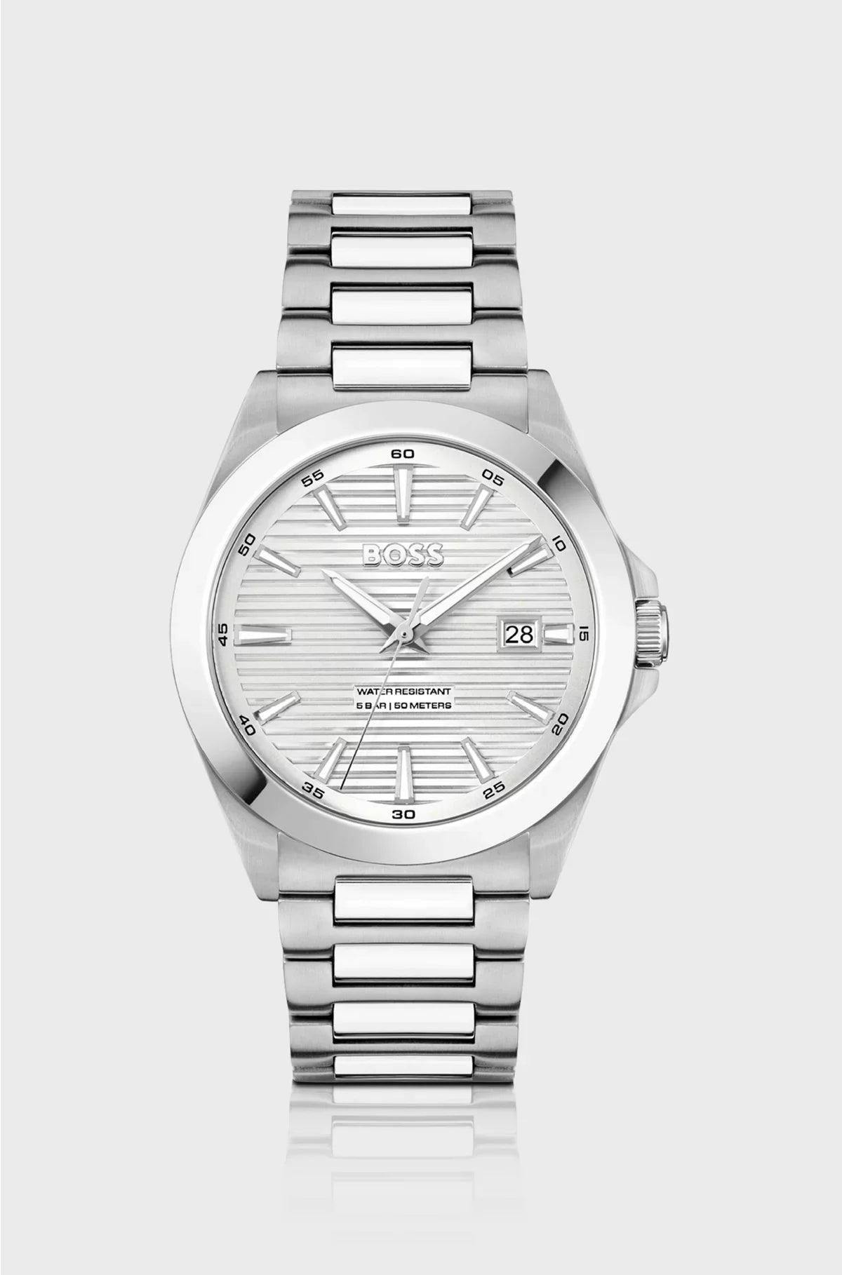 OROLOGIO IN ACCIAIO INOSSIDABILE SATINATO E LUCIDATO CON QUADRANTE A SCANALATURE