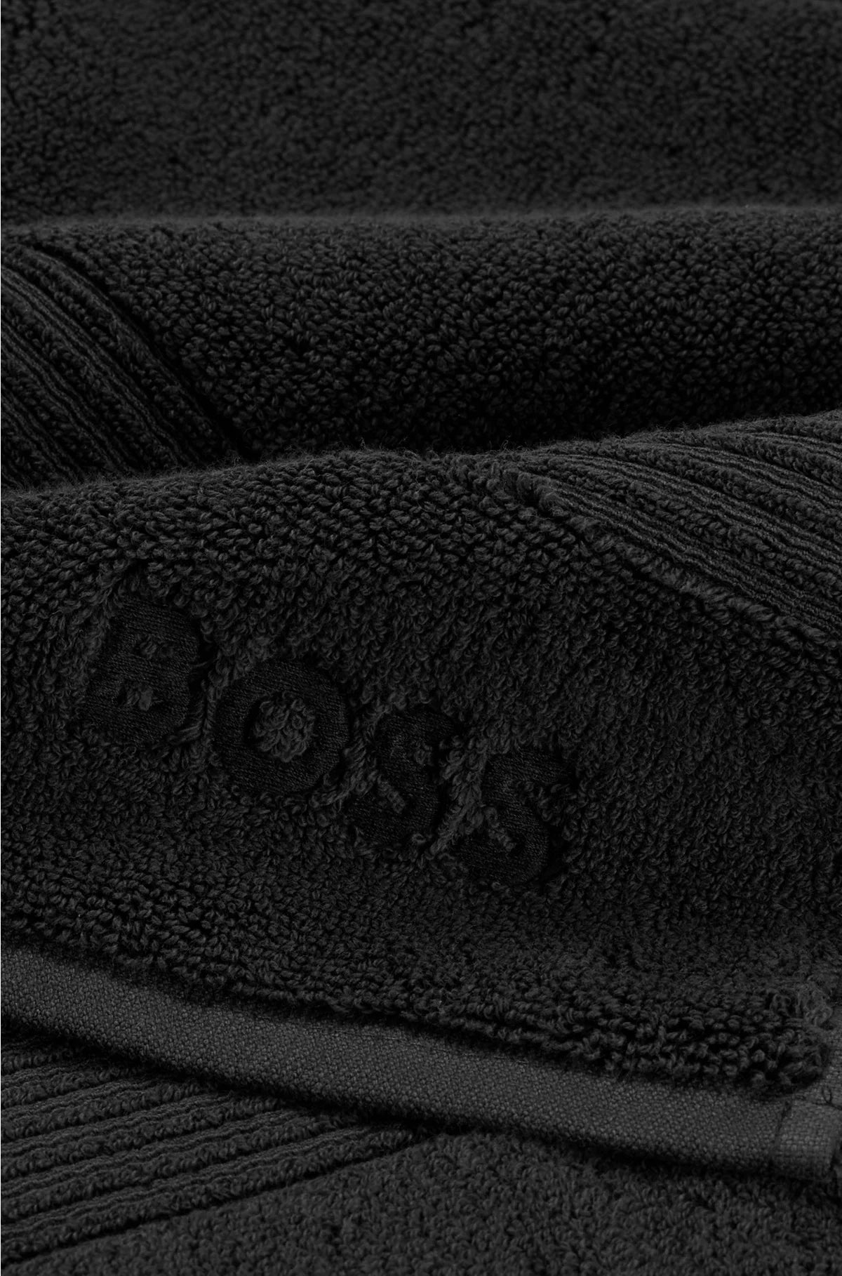 ASCIUGAMANO MANI NERO IN COTONE EGEO CON LOGO TONALE