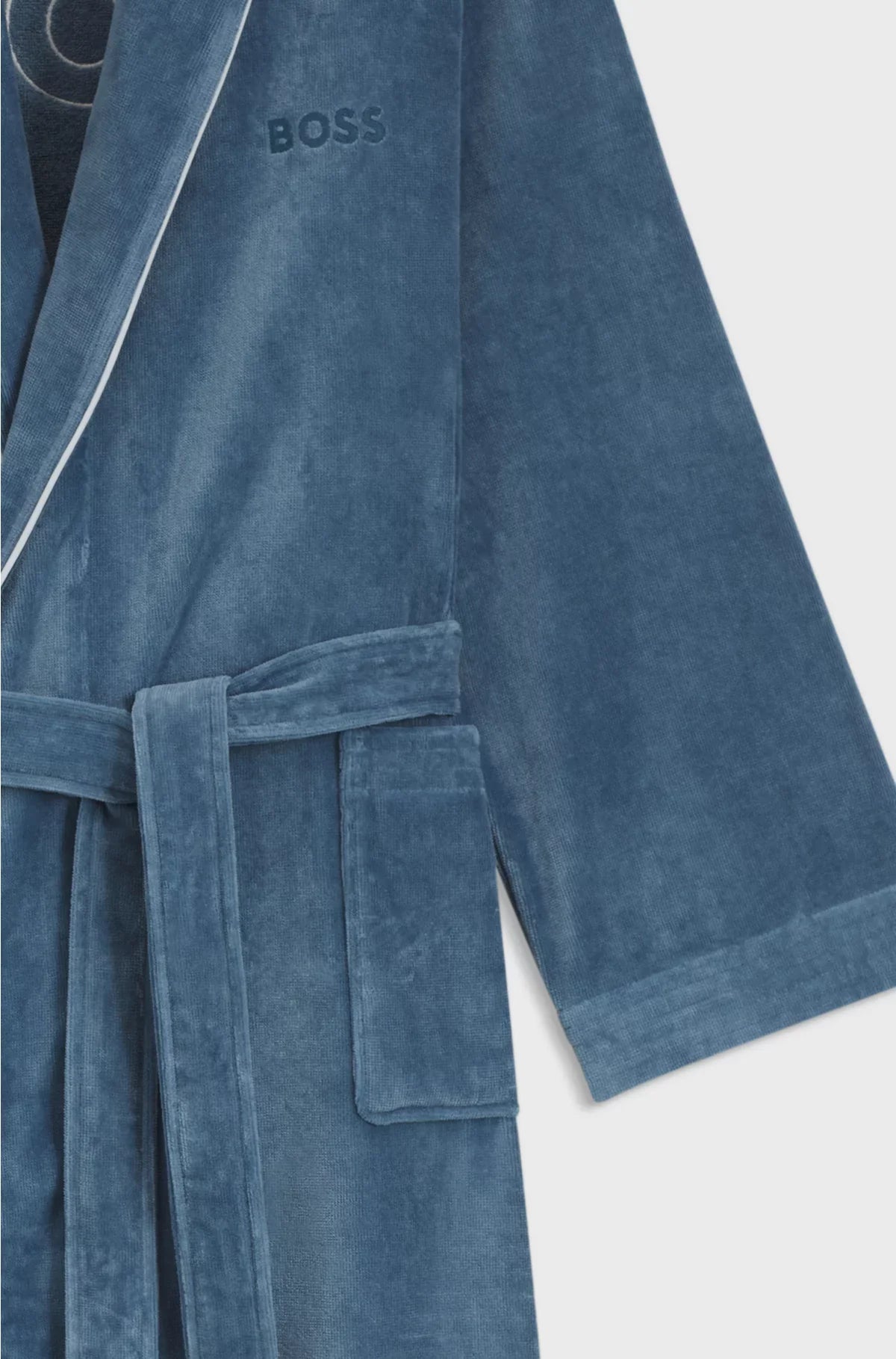 COTTON DRESSING GOWN WITH PIPING AND EMBROIDERED BRANDING