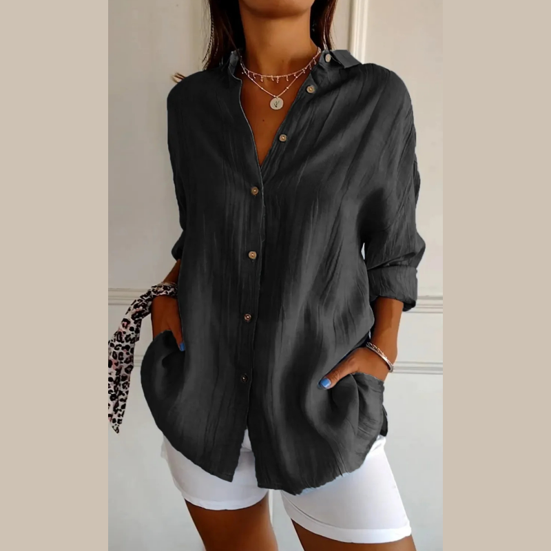 Single lapel classic pleated structure women's shirt