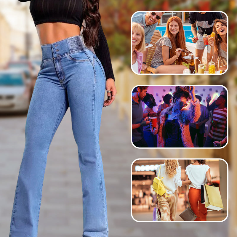 👖 60% DI SCONTO SUBITO! 💃 Jeans Flare Elasticizzati da Donna – Vita Alta, Vestibilità Aderente & Stile Retrò ✨