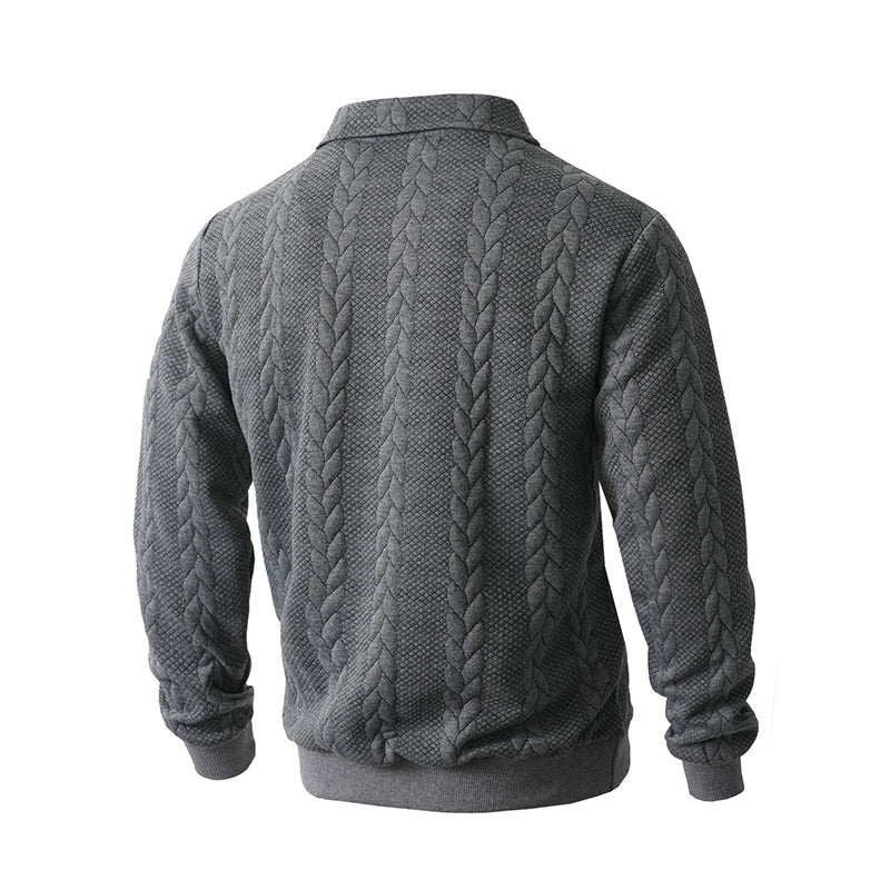 Maglione da uomo casual a mezza zip in maglia a trecce