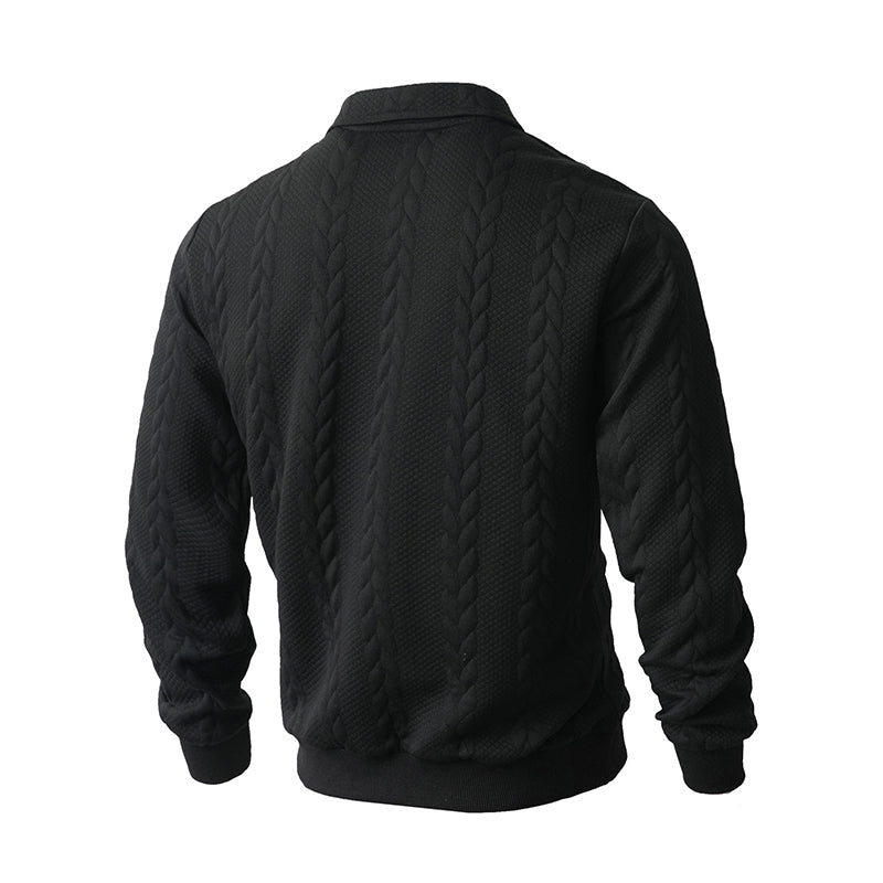 Maglione da uomo casual a mezza zip in maglia a trecce