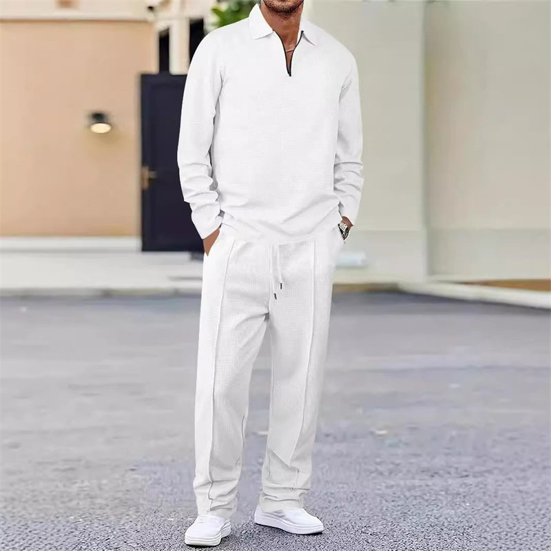 📢📢60% DI SCONTO!! ⏰Completo da uomo: maglia a nido d'ape e pantaloni a gamba dritta