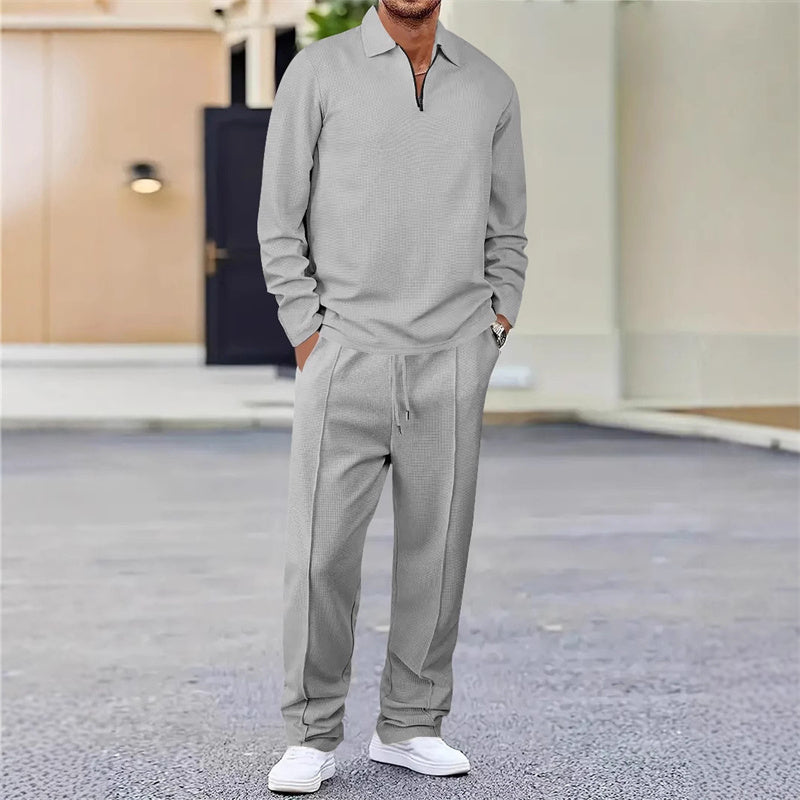 📢📢60% DI SCONTO!! ⏰Completo da uomo: maglia a nido d'ape e pantaloni a gamba dritta
