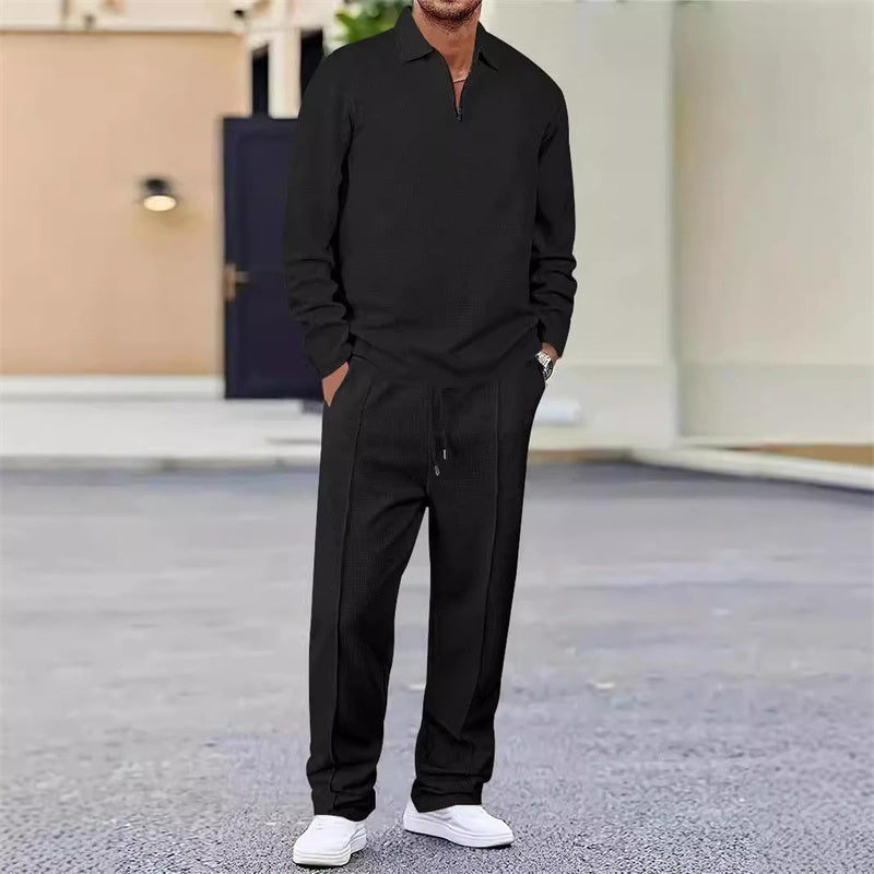 📢📢60% DI SCONTO!! ⏰Completo da uomo: maglia a nido d'ape e pantaloni a gamba dritta