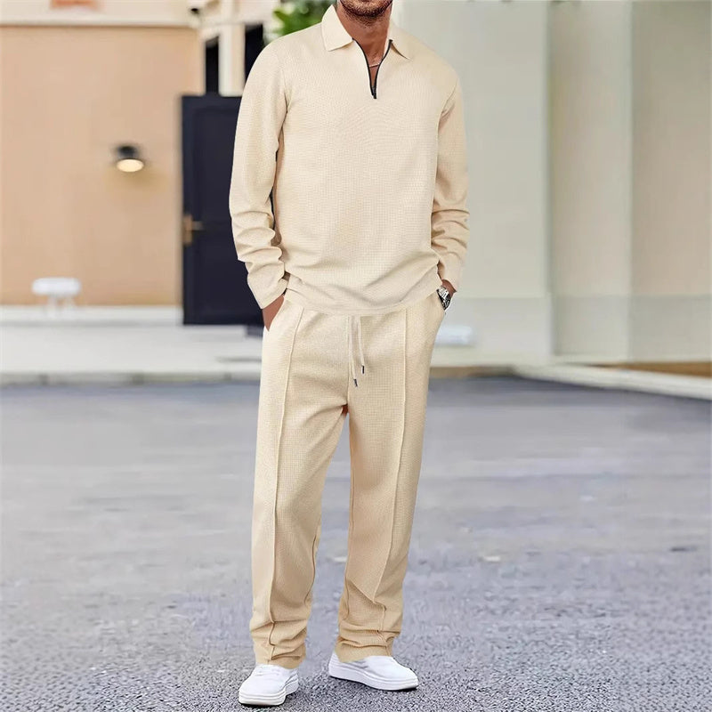 📢📢60% DI SCONTO!! ⏰Completo da uomo: maglia a nido d'ape e pantaloni a gamba dritta