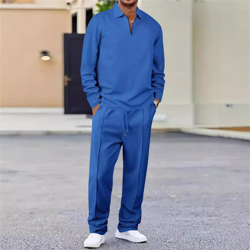 📢📢60% DI SCONTO!! ⏰Completo da uomo: maglia a nido d'ape e pantaloni a gamba dritta