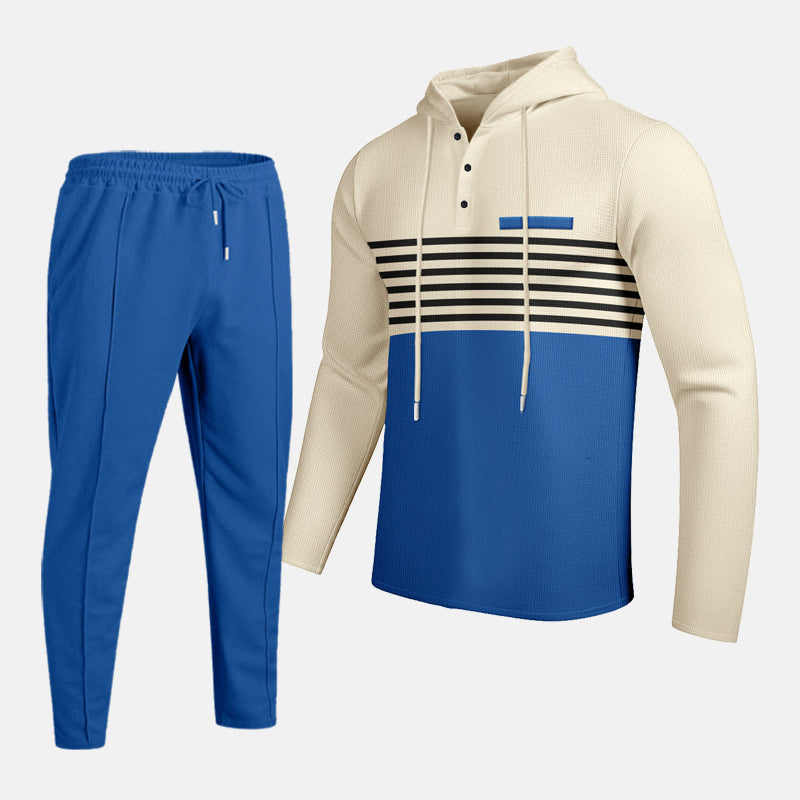 Men's Color-Block Hooded Tracksuit Set