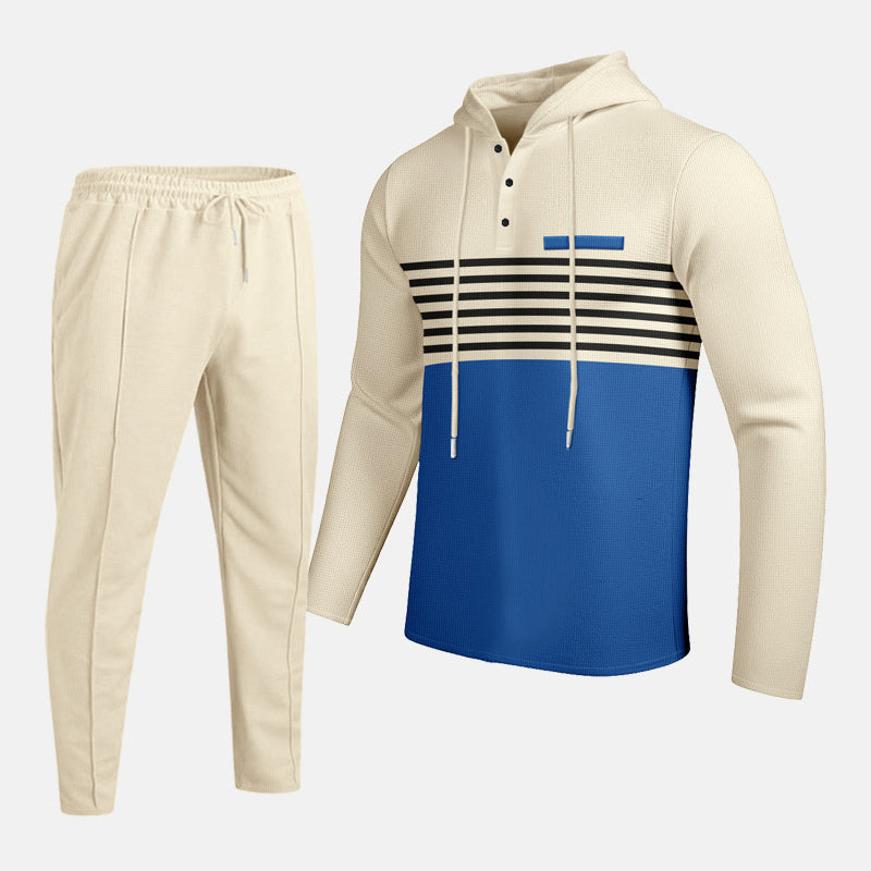 Men's Color-Block Hooded Tracksuit Set