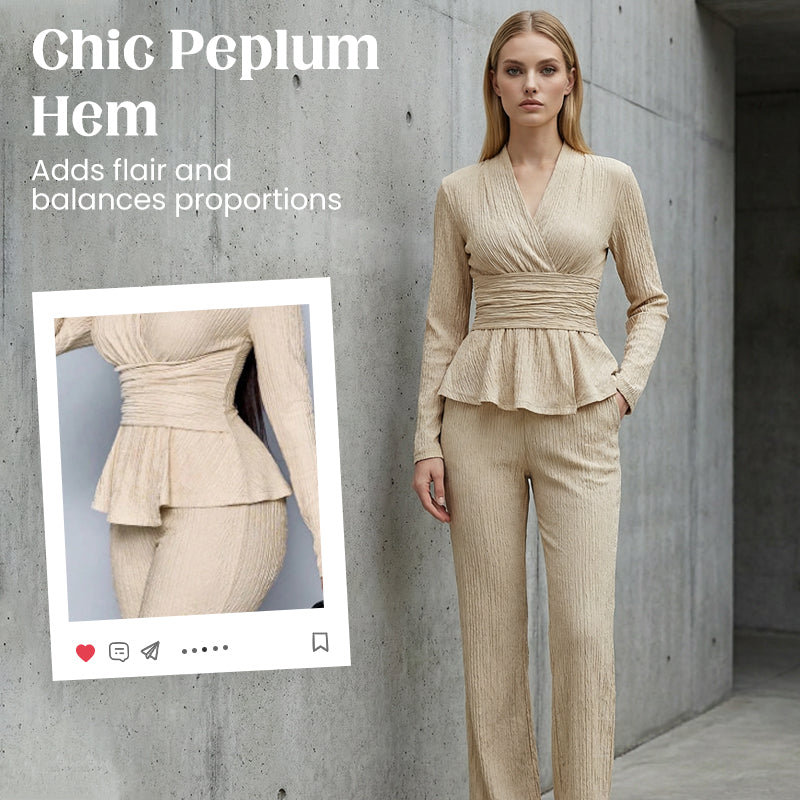 🔥HOT SALE🔥Women's Peplum Top & Pants 2-Piece Set
