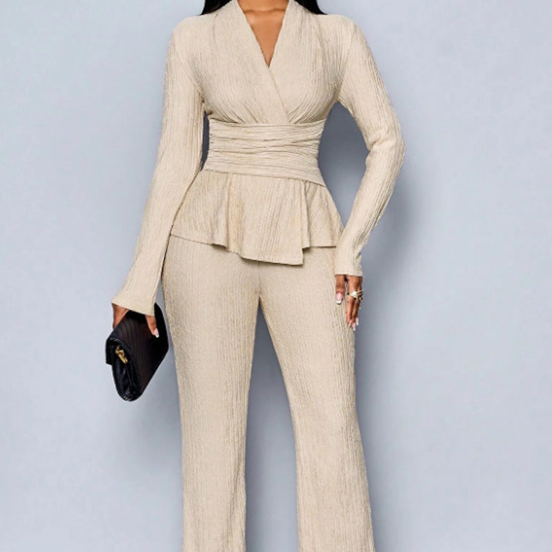 🔥HOT SALE🔥Women's Peplum Top & Pants 2-Piece Set
