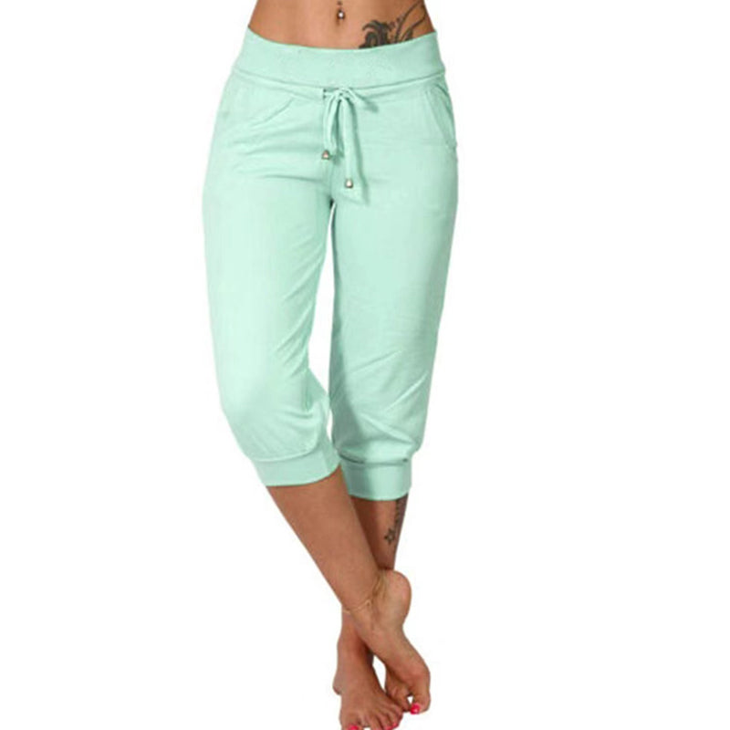 Drawstring Waist Cropped Sweatpants for Lounging