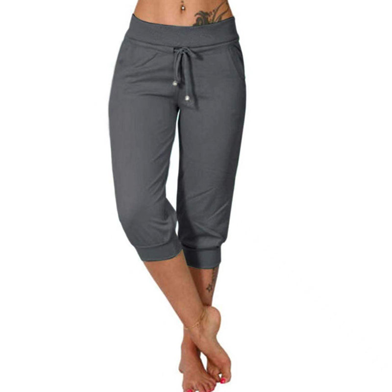 Drawstring Waist Cropped Sweatpants for Lounging
