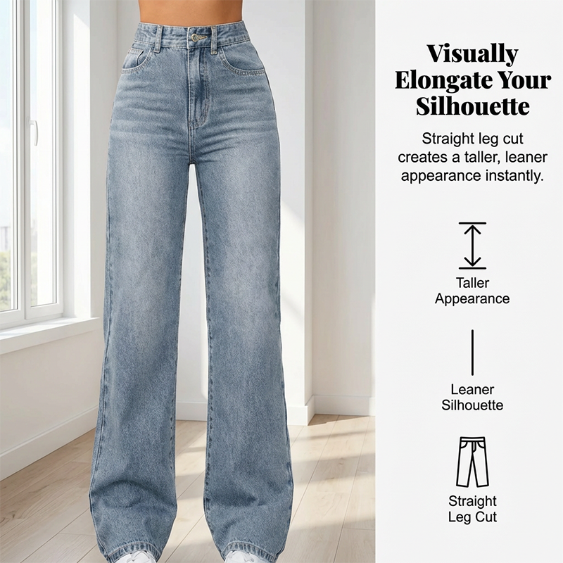 ✨ 50% OFF NOW! 👖Women's High-Waisted Straight Leg Jeans – Elongate & Perfect Fit! 🤎