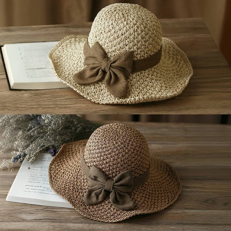 🎀 50% DISCOUNT 👒 | Straw Hat with Retro Bow – Foldable & Breathable for Summer