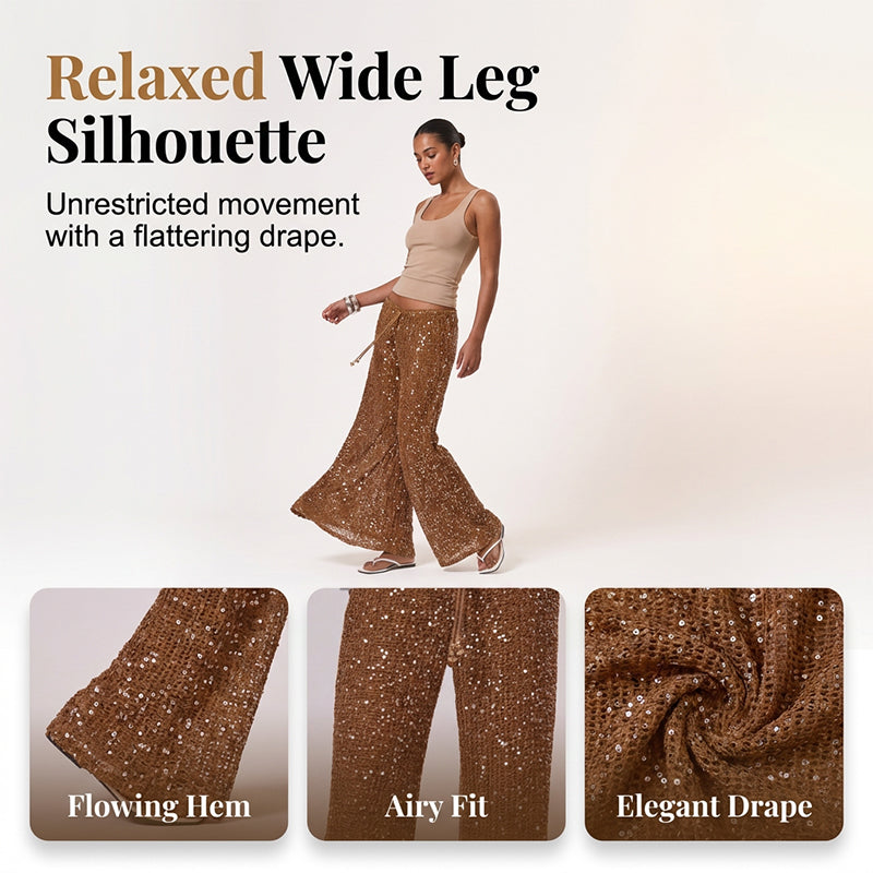 Pantaloni a vita bassa con paillettes glamour